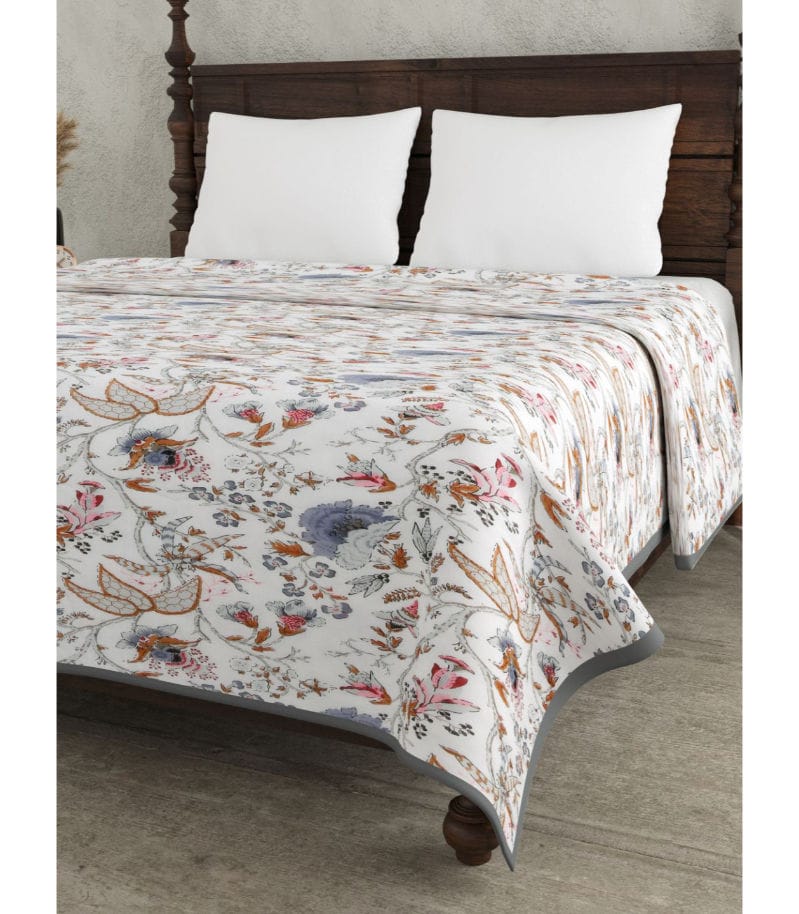 Floral Garden Collection Pure Cotton Double Bed Dohar Blanket