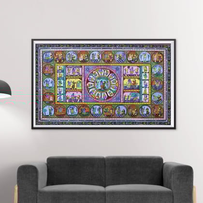 Patta Painting of Krishna Leela along with Vishnu Dasavatara