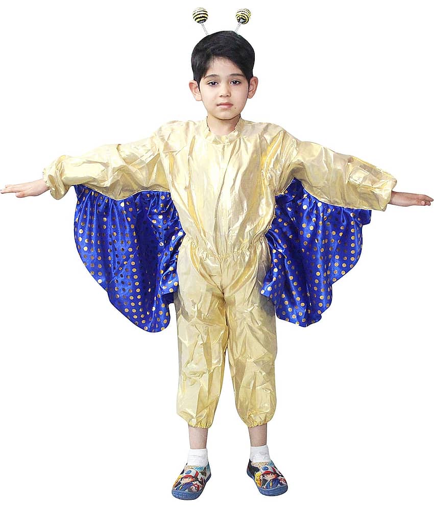 Kaku Fancy Dresses Yellow Butterfly Insect Costume -Yellow, 7-8 Years, For Boys