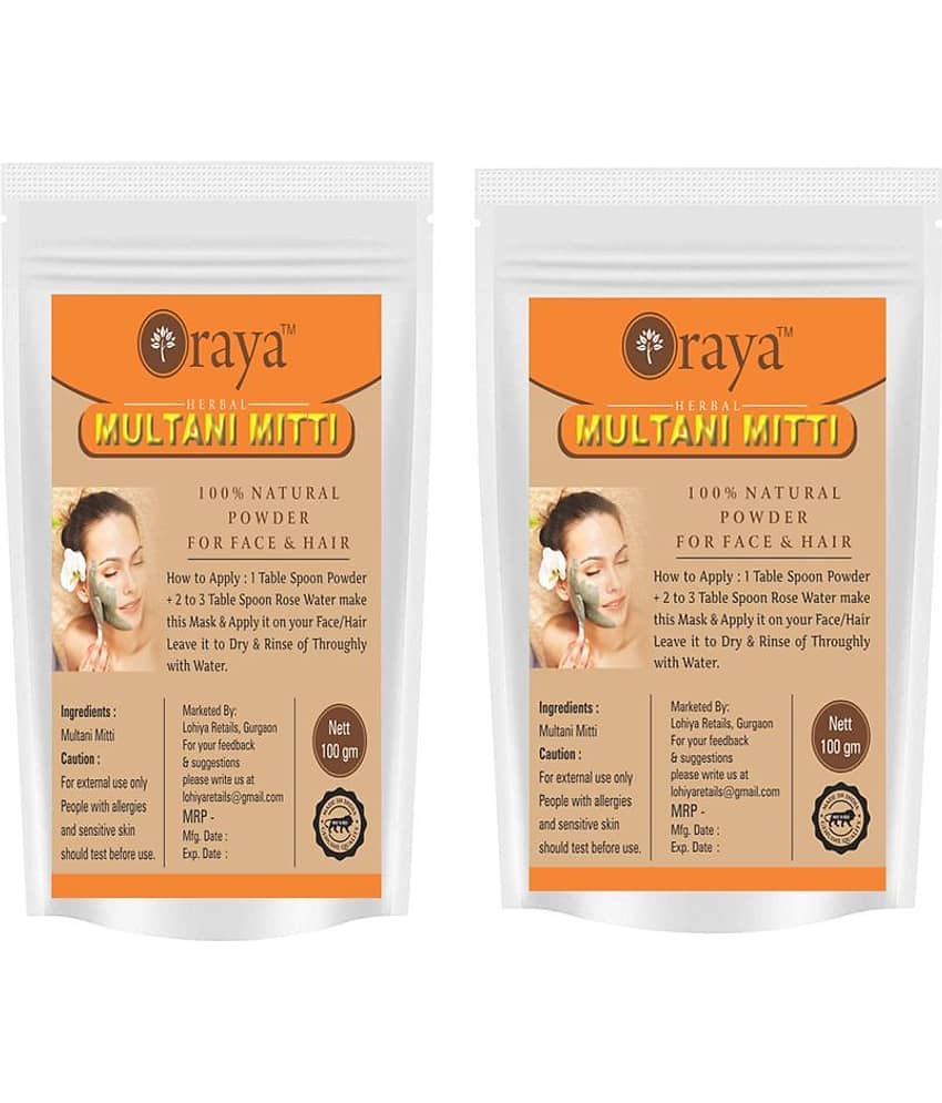 ORAYA 100% Natural Multani Mitti Powder Face Pack 200 gm Pack of 2