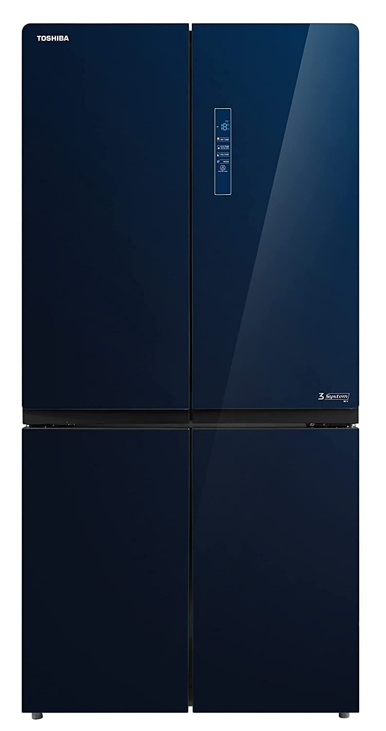 TOSHIBA 650 L Frost Free Inverter 4-Door Refrigerator (GR-RF646WE-PGI, Classy Blue Glass Door Finish, Futuristic Plasma + Pure Technology) (GR-RF646WE-PGI(24)) TOSHIBA 650 L Frost Free Inverter 4-Door Refrigerator (GR-RF646WE-PGI, Classy Blue Glass Door