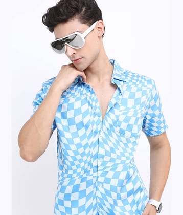 Ketch 100% Cotton Slim Fit Printed Half Sleeves Men's Casual Shirt - Blue ( Pack of 1 )