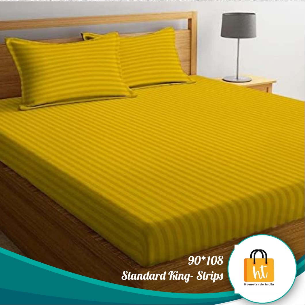 3001-Hometrade India-Standard King Size (90*108 Inches) Double Bedsheet With 2 Pillow Cover-RJ-14-Jaipur lining-3104