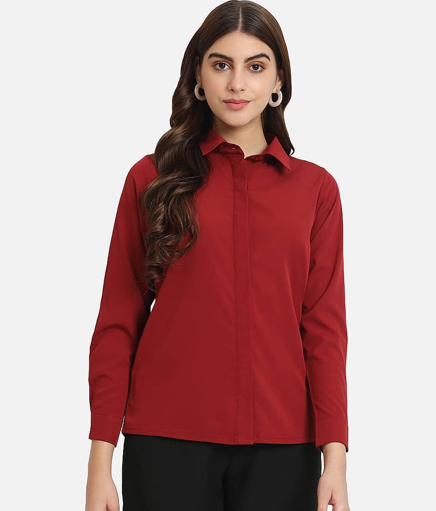 ALL WAYS YOU Women Solid Crepe Shirt ( Red )