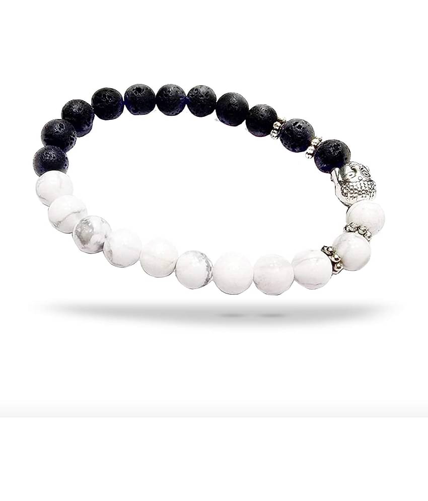 RUDRA DIVINE Collection Howlite Lava Stone Reiki Yoga Meditation Healing Buddha Diffuser Bracelet for Men & Women