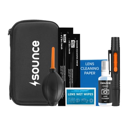 Sounce Professional 8-in-1 Camera Cleaning Travel Kit – Complete Lens & Screen Cleaning Solution for DSLR, Mirrorless Cameras, Filters, Displays, Binoculars, Laptops & Other Sensitive Electronics Sounce Professional 8-in-1 Camera Cleaning Travel Kit – Co