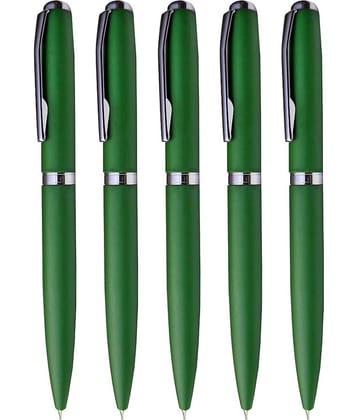 KK CROSI Green Colour Metal Pen Pack of 5pcs Green Colour Ball Pen  (Pack of 5, Blue Ink)