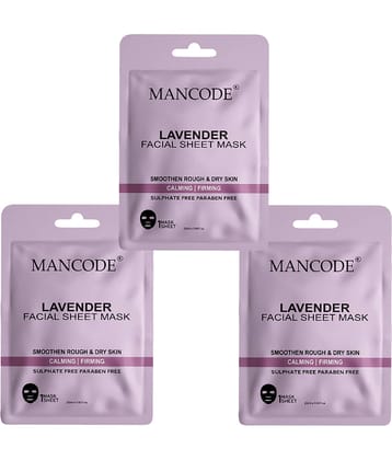 Mancode Lavender Facial Sheet Mask 25ml Smoothen Rough & Dry Skin (Pack of 3)