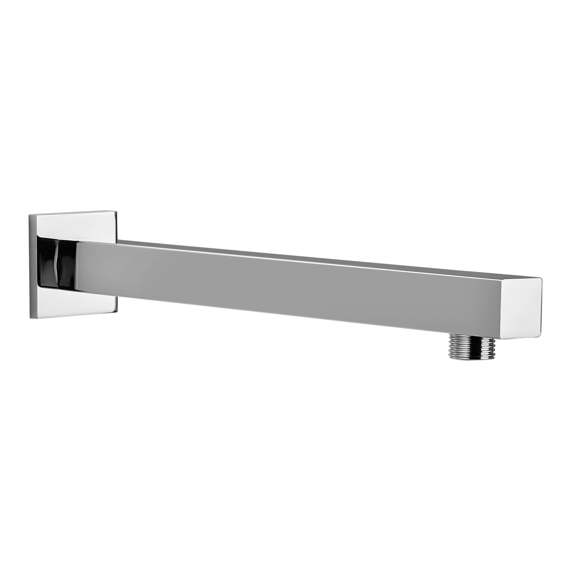 Orvos Shower arm, Straight Square, Premium 304 Stainless Steel Grade, with Salt Tested Chrome Plating, 15 inches, for Front fit Showers in high end Luxury bathrooms