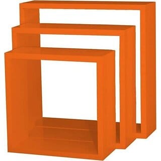 Onlinecraft Wooden Wall Rack Shelf Wooden Wall Shelf (Number Of Shelves - 3, Orange)