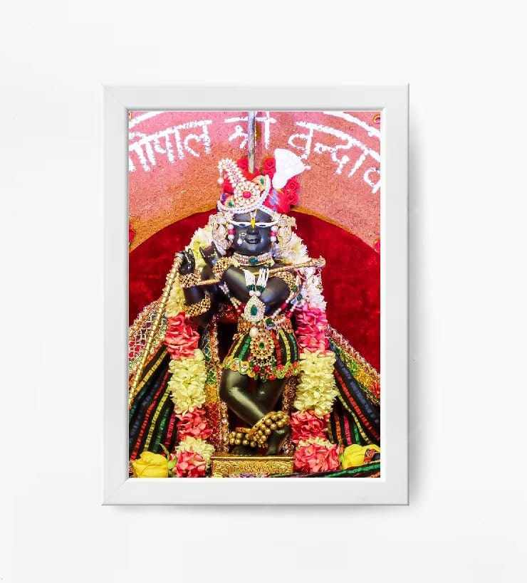 NOKKES Radha Raman Ji Vrindavan Radha Raman Thakur Ji White Photo Frames Religious Photo frame 5X7 Inch Photo Frame_QWW110