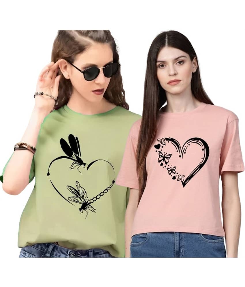Parona Women Polyester Printed Regular Fit Round Neck T-Shirt ( Multicolor 11 )