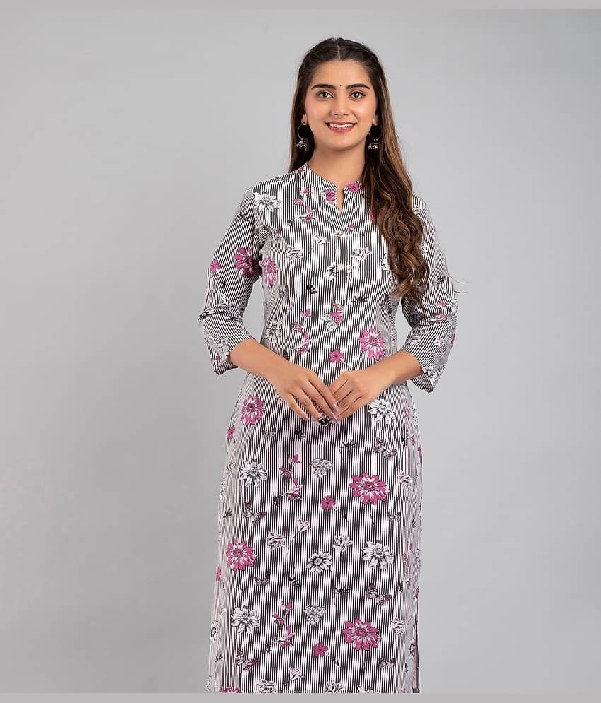 MAUKA - White Rayon Women's Straight Kurti ( Pack of 1 )