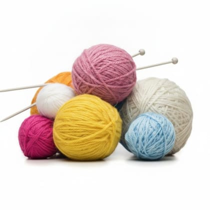 Assorted Wool Yarn with Knitting Needles