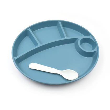 Plastic Food Plates or Biodegradable 5 Compartment Plate with Spoon for Food Snacks or Nuts or Desserts Plates for Kids, Reusable Plates for Outdoor, Camping, BPA-Free (Blue) Plastic Food Plates or Biodegradable 5 Compartment Plate with Spoon for Food Snacks or Nuts or Desserts Plates for Kids, Reusable Plates for Outdoor, Camping, BPA-Free (Blue)