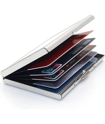 AmtiQ High Quality Stainless Steel 6 Slots RFID Blocking ATM Credit Debit Business ID memory Card Holder Wallet