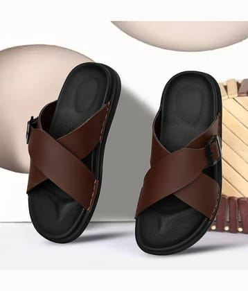 Figor Brown Men's Slide Flip Flop
