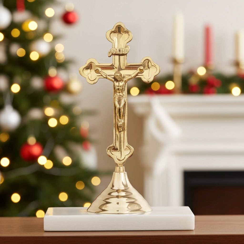 Brass Decorative Showpiece Jesus On Cross � Church & Home Decoration Item, Height : 10 Inch (FMAS377 C)