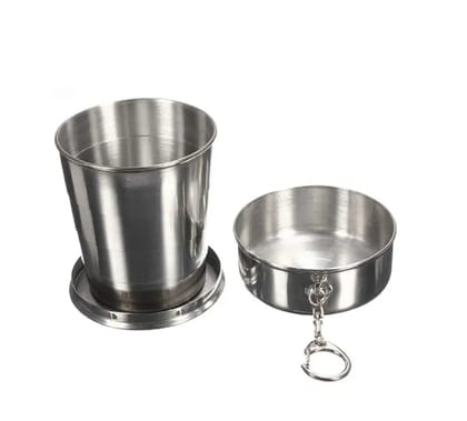 2 in 1 Camping Folding Cup with Keychain (1 Pc)