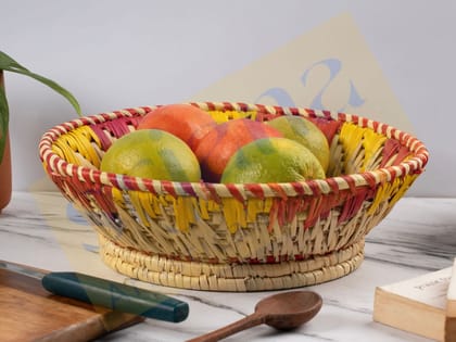 Srjana Handcrafted Handwoven Round Moonj Grass Basket  