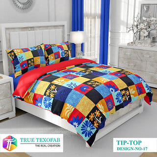 Black Bee  Multi Colour Checks Print Double Bedsheet With 2 Pillow Covers (208 X 213 Cm)(Bs30-04)