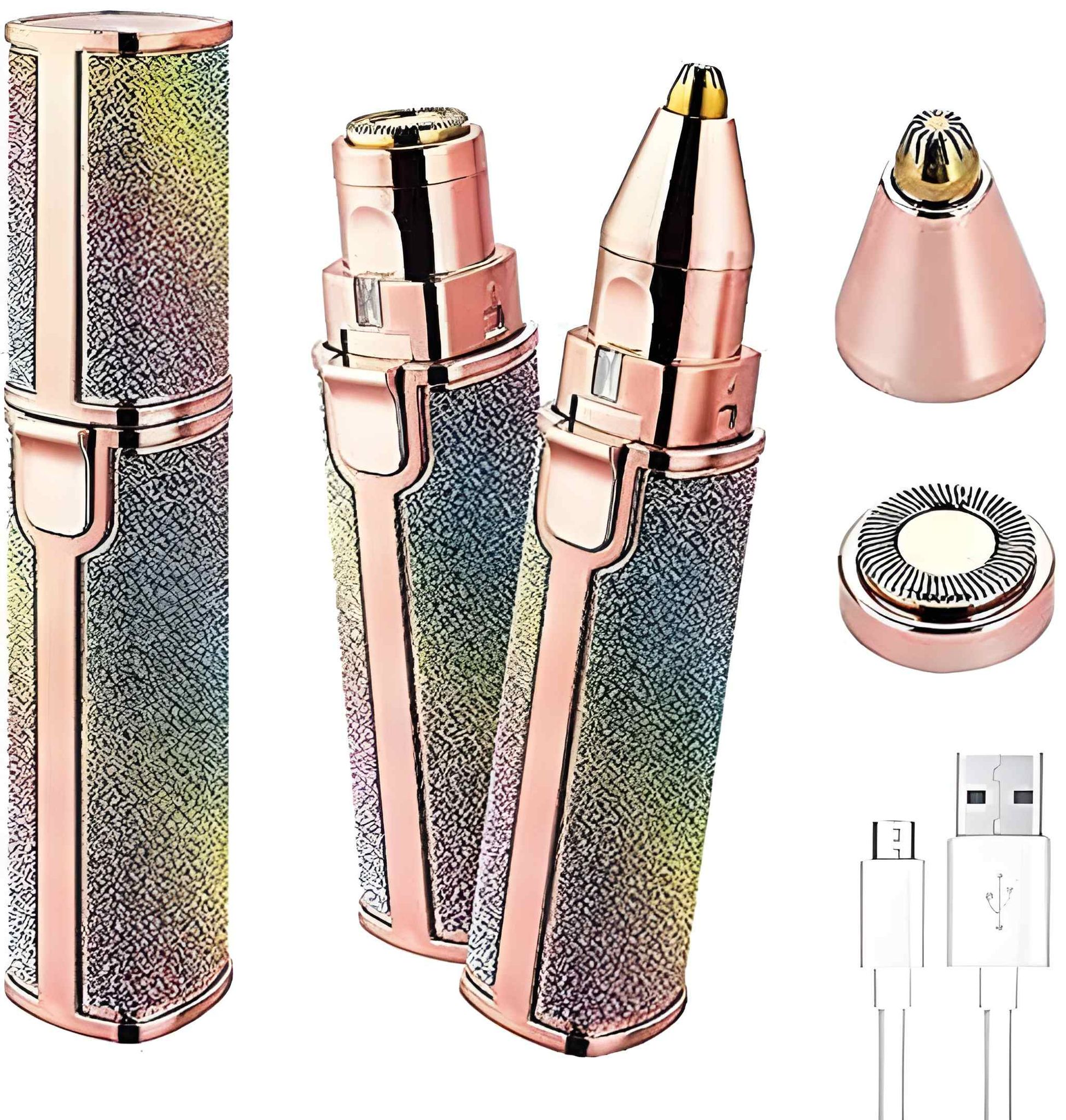 Rechargeable Eyebrow Trimmer & Facial Hair Remover | 2-in-1 Painless Razor for Eyebrows, Lips, Nose & Body | LED Light Portable Hair Removal for Women