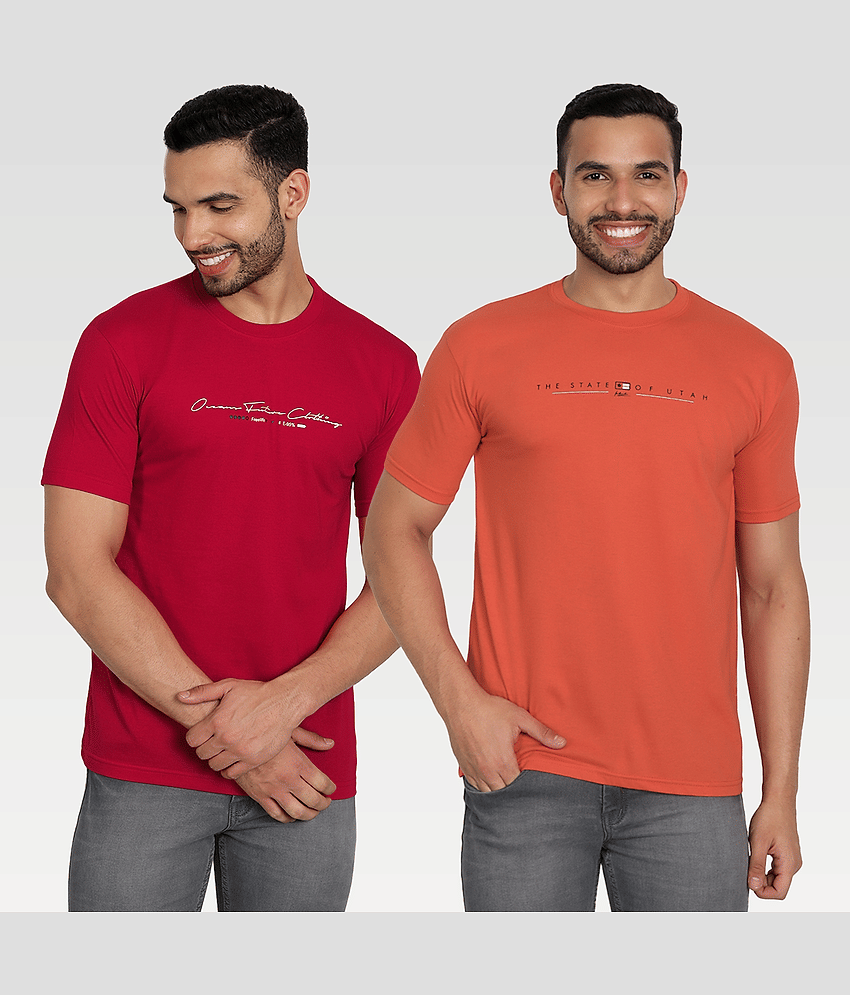 Zeffit Pack of 2 Cotton Blend Regular Fit Men's T-Shirt ( Multicolor )
