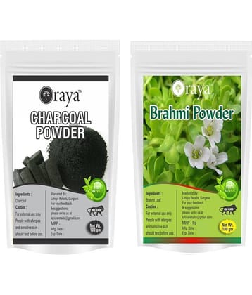 ORAYA 100% Pure Activated Charcoal Powder And Brahmi Powder Face Pack 200 gm Pack of 2
