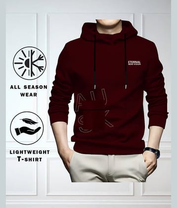 AUSK Men Cotton Blend Regular Fit Printed T-Shirt ( Maroon )