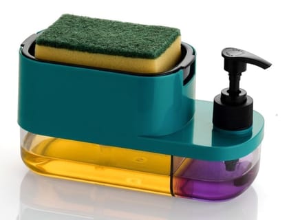 3-in-1 Soap Dispenser with Sponge Holder � Bathroom Liquid Soap Pump for Kitchen Sink handwash Dispenser Bottle soap Dispenser for wash Basin Kitchen Accessories Items for Home (Multicolor) 3-in-1 Soap Dispenser with Sponge Holder � Bathroom Liquid Soap Pump for Kitchen Sink handwash Dispenser Bottle soap Dispenser for wash Basin Kitchen Accessories Items for Home (Multicolor)
