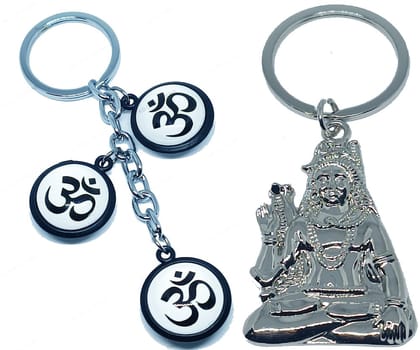 KD COLLECTIONS Lord Shankar Bholenath Mahadev Mahakaal Adiyogi Shiv Keychain & Om Keychain Combo – White Silver - Pack of 2 Keychains KD COLLECTIONS Lord Shankar Bholenath Mahadev Mahakaal Adiyogi Shiv Keychain & Om Keychain Combo – White Silver - Pack of 2 Keychains