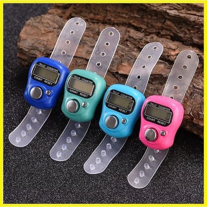 Finger Ring Digital Tally Counter With 4/5-Digit LED Display | Clicker for Jaap Mala & Tasbeeh (Random Color | 1 Pcs)
