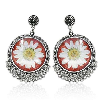 Handmade Red Jhumka Earrings for Casual Women
