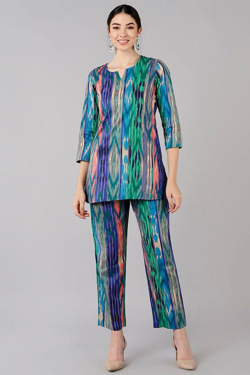 Multicolor Cotton Abstract Print Night Suit VNWK1045