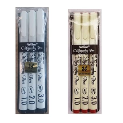 Artline Calligraphy Pen of Colours Black & Red Pack of 3 | For Cards, Sketching, Lettering & Music Artline Calligraphy Pen of Colours Black & Red Pack of 3 | For Cards, Sketching, Lettering & Music