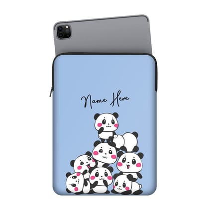 WrapCart Panda Custom Name iPad Sleeve | Canvas Water-Resistant