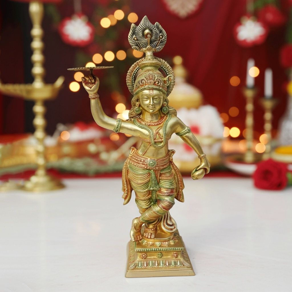 Brass Showpiece Krishan Ji With Chakra Idol Statue (BSMAS072)
