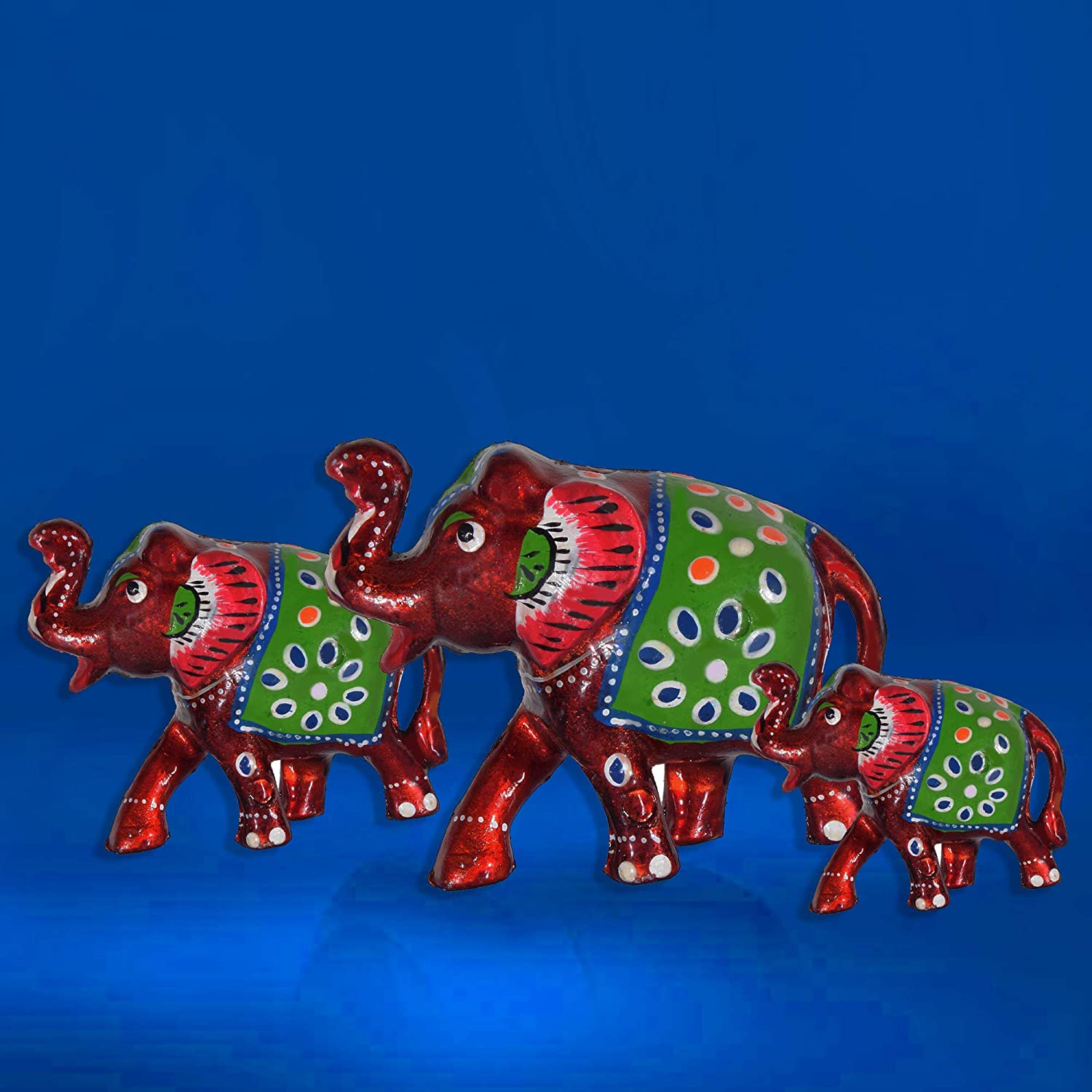 DreamKraft Handcrafted Set of 3 Showpiece Special Elephant for Decoration and Gift Purpose (9X6 cm,7X5 cm,6X4 cm)