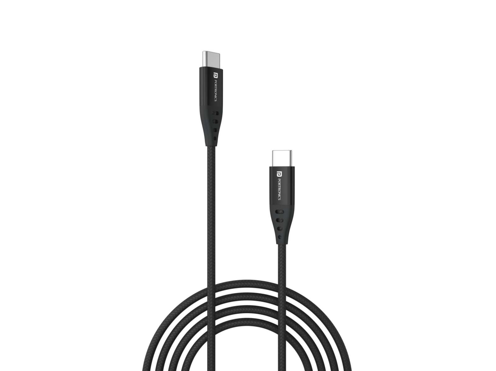 Portronics Konnect C1 Nylon braided. quick data transfer, Type-C, Tangle free - Black