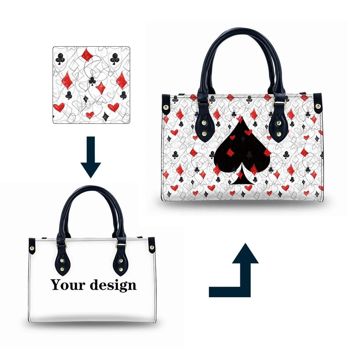Designer No MOQ All Over Print Tote Bags Large Tote Bag With Zipper Luxury Leather Handbags For Women