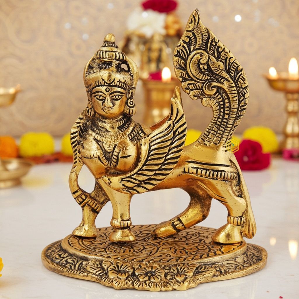 Aluminium Kamdhenu Cow Statue � Divine Silver Showpiece, Height : 5.5 Inch (ASMAS274 G)