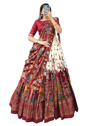 Shringar House Traditional Premium Floral Print & Foil Work Lehenga Choli Set for Wedding, Ethnic Wear with Embroidered Gota Patti Border Lehenga Choli Dupatta Set with Unstitched Blouse Shringar House Traditional Premium Floral Print & Foil Work Lehenga Choli Set for Wedding, Ethnic Wear with Embroidered Gota Patti Border Lehenga Choli Dupatta Set with Unstitched Blouse