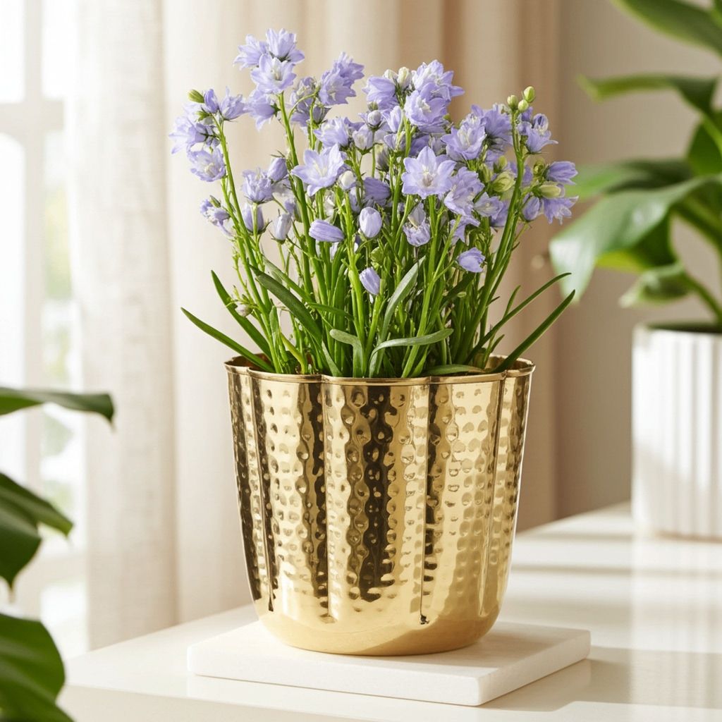 Brass Hammered Planter � Decorative Gamla for Home & Garden, Height : 9 Inch (FMAS788 E)