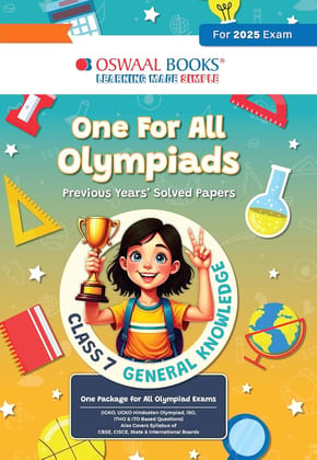 Oswaal One for All Olympiads Chapter wise Previous year solved paper prep guide class 7 General knowledge for 2025 Exams