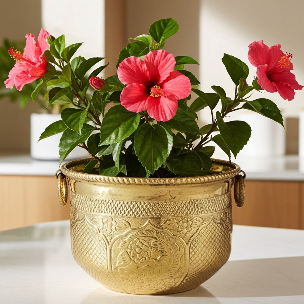 Brass Home Decorative Planter � Handcrafted Metal Gamla, Height : 14 Inch (FMAS615 E)