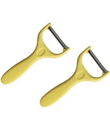 BLUE HOME AND KITCHEN Yellow Stainless Steel Vegetable Peeler ( Pack of 2 )