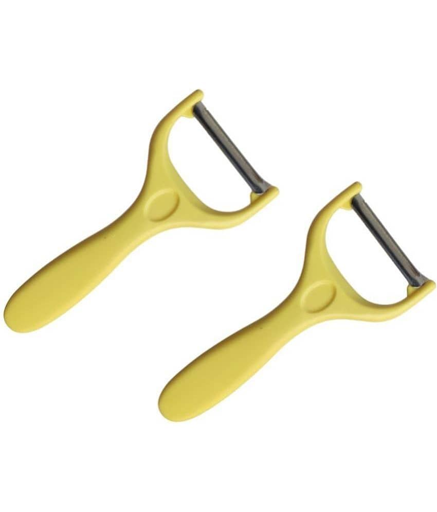 BLUE HOME AND KITCHEN Yellow Stainless Steel Vegetable Peeler ( Pack of 2 )