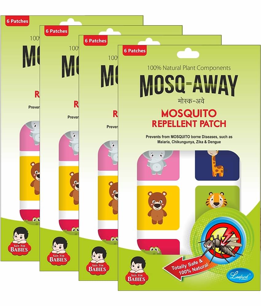 Leeford Mosq-Away Mosquito Repellent Patch - Effective Protection, Pack of 4 (4 x 6 Patches)