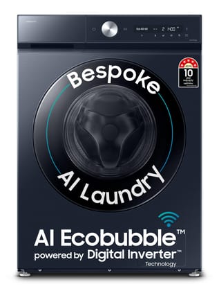 Samsung 12 kg, 5 Star, AI Control, Super Speed, Wi-Fi, Hygiene Steam with Inbuilt Heater, Digital Inverter, Fully-Automatic Front Load Washing Machine (WW12DB8B54GSTL, Navy) Samsung 12 kg, 5 Star, AI Control, Super Speed, Wi-Fi, Hygiene Steam with Inbuil