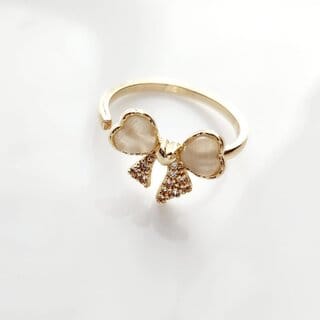 Gold-Plated Stainless Steel Heart Shape  Finger Ring